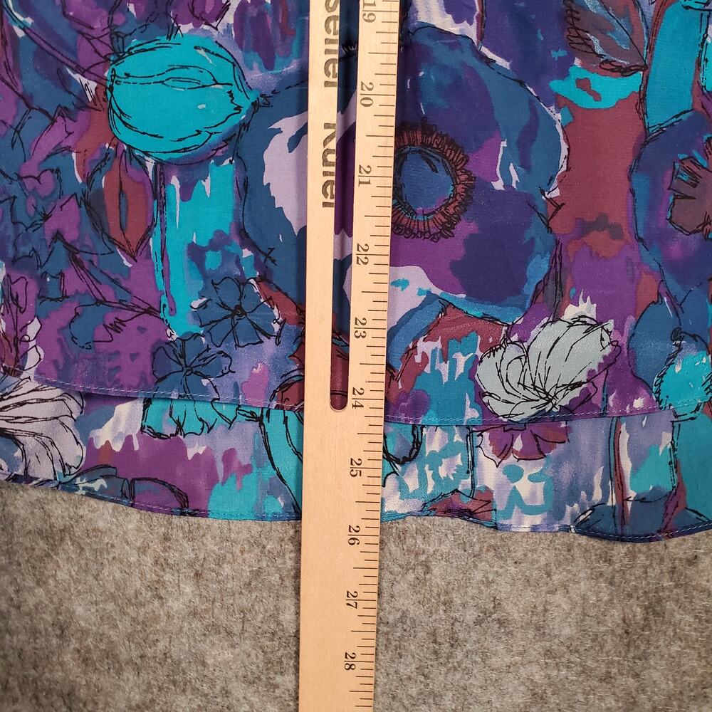 Rebecca Taylor Top Womens Size 6 Silk Floral Balloon Sleeve Boho Tie Belted - Picture 8 of 10